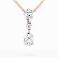 4.05 Ct Pear & Round Diamond Pendant Necklace | 14K Rose Gold