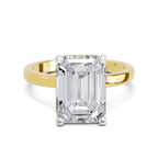 4 Ct Emerald Shape Solitaire Diamond Ring| 14K Yellow Gold