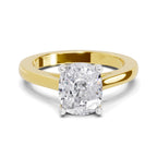 3 Ct Cushion Shape Solitaire Diamond Ring| 14K Yellow Gold