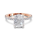 3.19 Ct Cushion Shape Solitaire Diamond Ring| 14K Rose Gold
