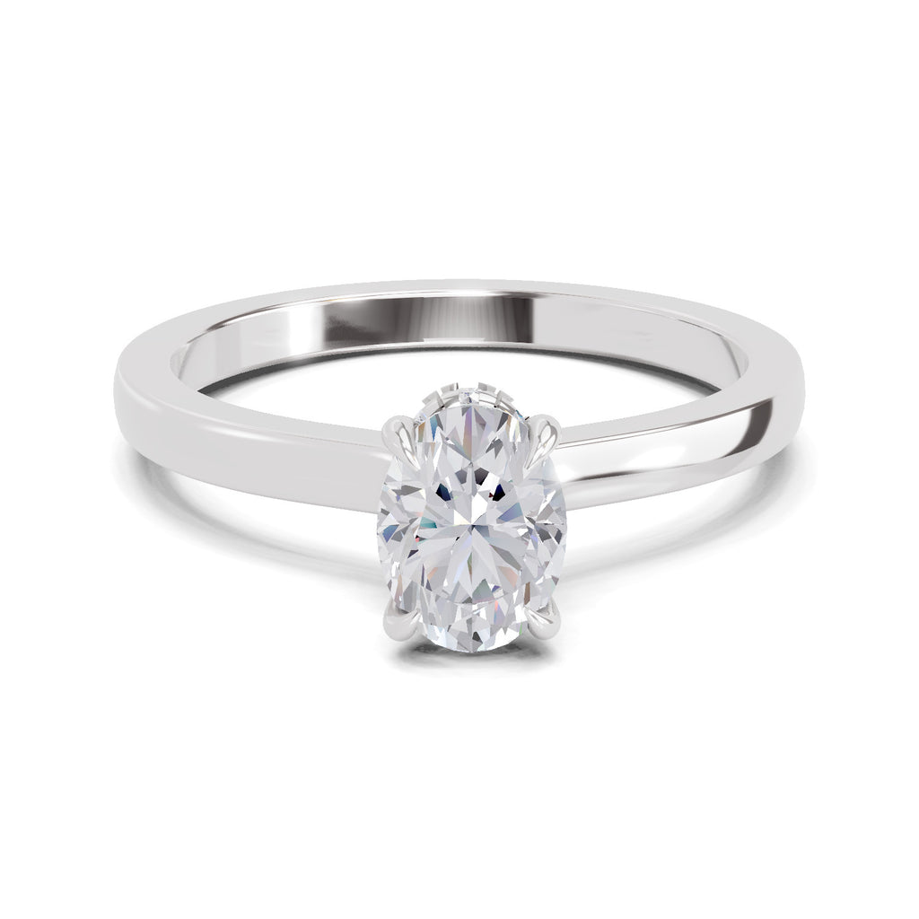 0.81 Ct Oval Shape Solitaire Diamond Ring| 14K White Gold