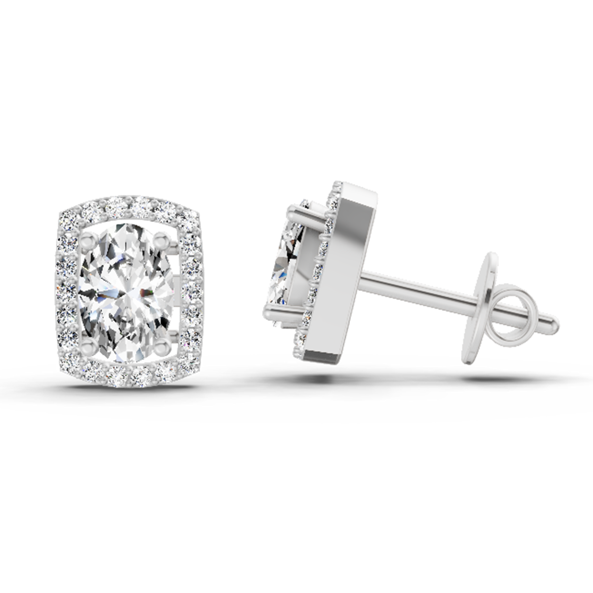 1.22 CtOval Shape Earrings | 14K White Gold  FG VS Quality Diamonds