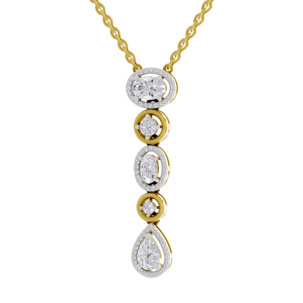 1.76 Ct Multi-Diamond Drop Necklace in 14K