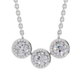 1.64 Ct Round Shape Halo Diamond Necklace | 14K White Gold