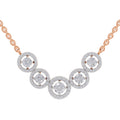 1 Ct Round Shape Halo Diamond Necklace | 14K Rose Gold