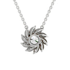 3.30 Ct Round Shape Floral Diamond Necklace | 14K Yellow Gold
