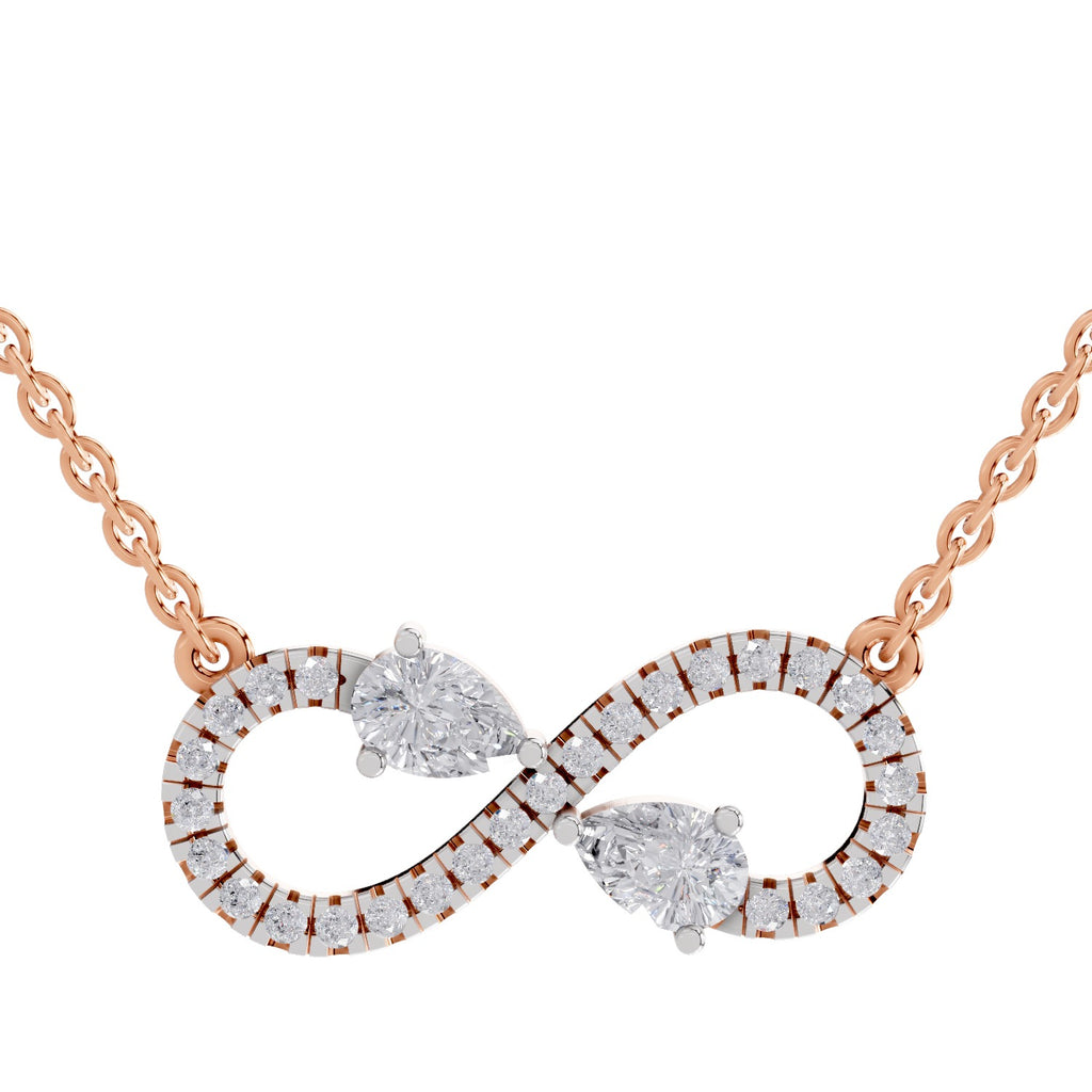 0.98 Ct Pear Shape Infinity Diamond Necklace in 14K