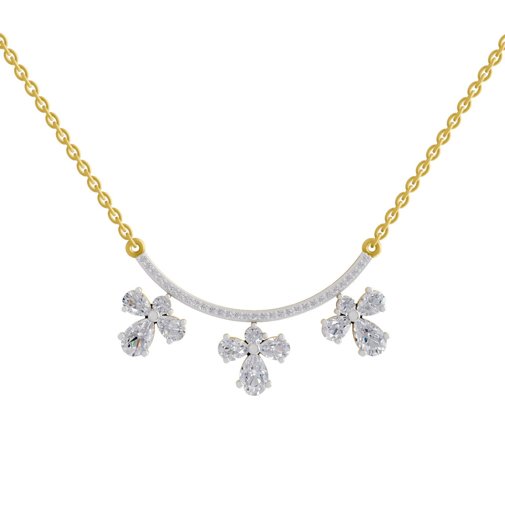 1.91 Ct Pear Floral Drop Diamond Necklace in 14K