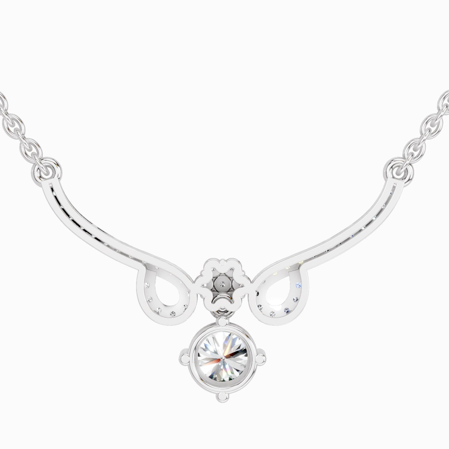 1.09 ct Graceful Drop Pendant Necklace | 14K White Gold