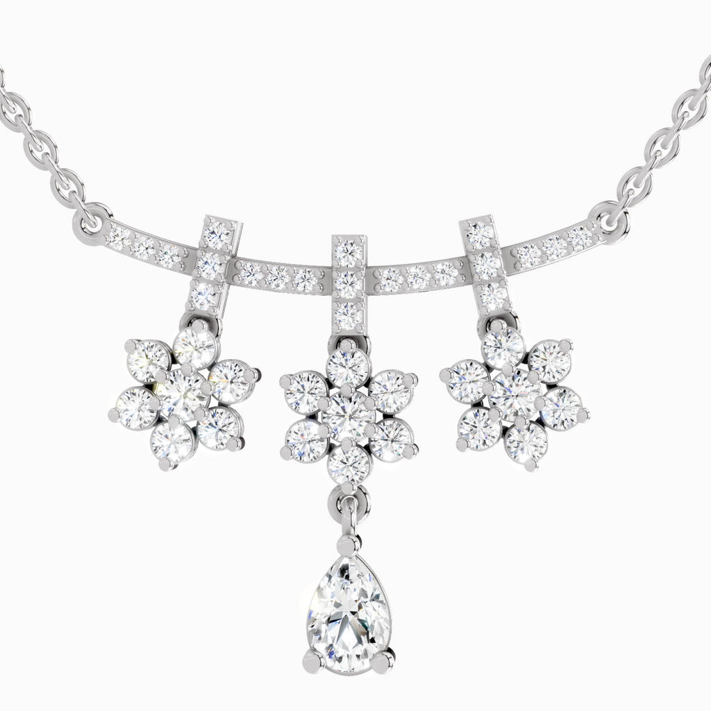 1.58 ct Floral Drop Pendant Necklace in 14K