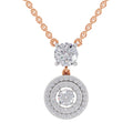 1.71 Ct Round Shape Halo Diamond Drop Necklace | 14K Rose Gold