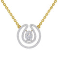 1.03 Ct Oval & Round Shape Halo Diamond Necklace | 14K Yellow Gold
