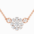 1.35 Carat Round Flower Pendant Necklace | 14K Rose Gold