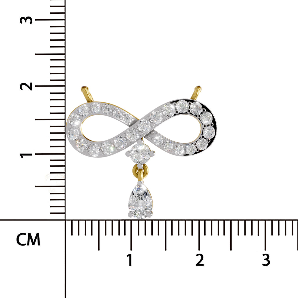 1.35 Carat Pear & Round Shape Diamond Infinity Mangalsutra| 14K Yellow Gold