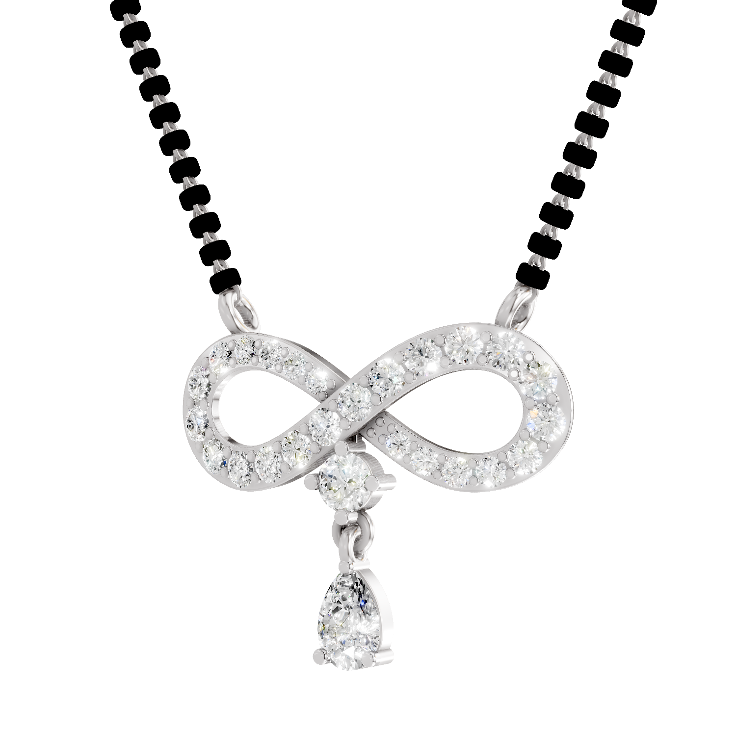 1.35 Carat Pear & Round Shape Diamond Infinity Mangalsutra| 14K Yellow Gold