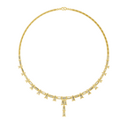Sparkles Emerald Rhythm Line Drop Diamond Necklace