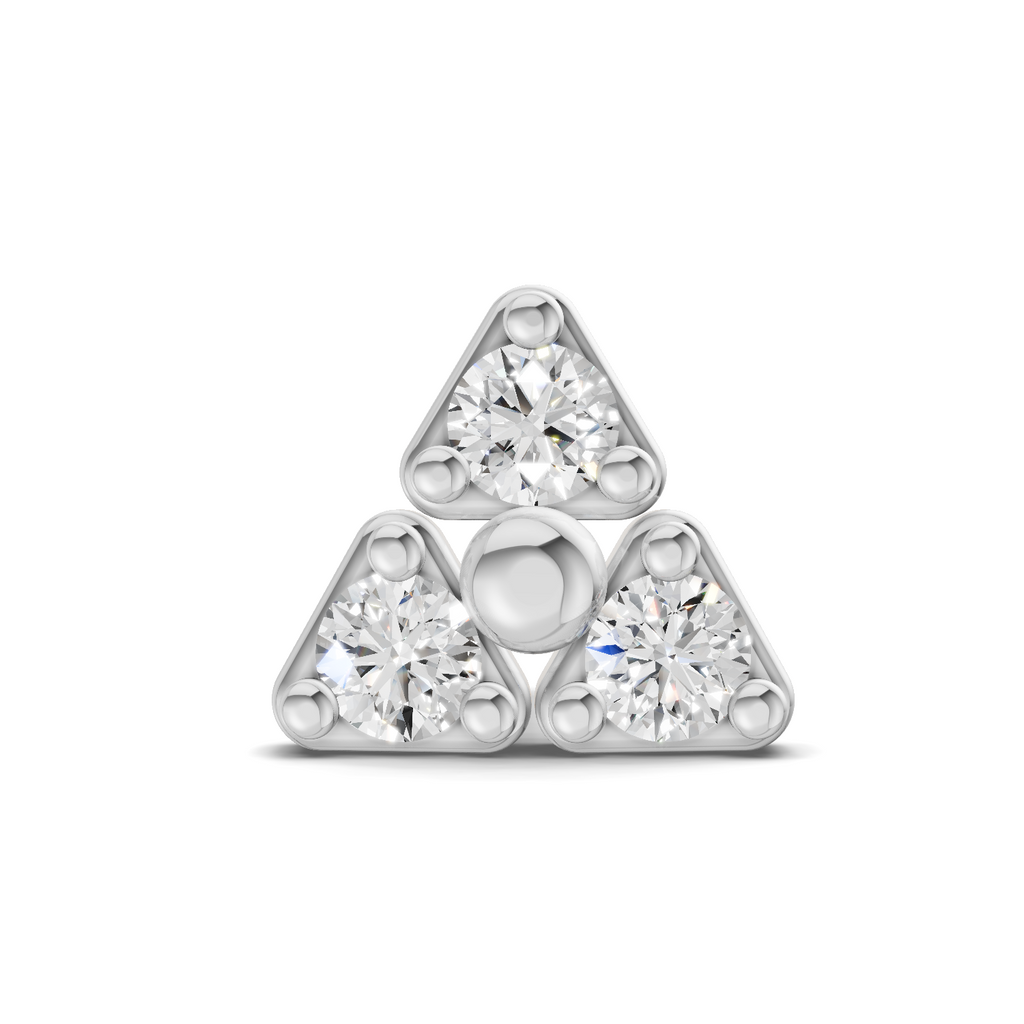 0.08 Carat Lab Grown Diamond The Trinity Stud Nosepin | 14K Yellow Gold (Screw)