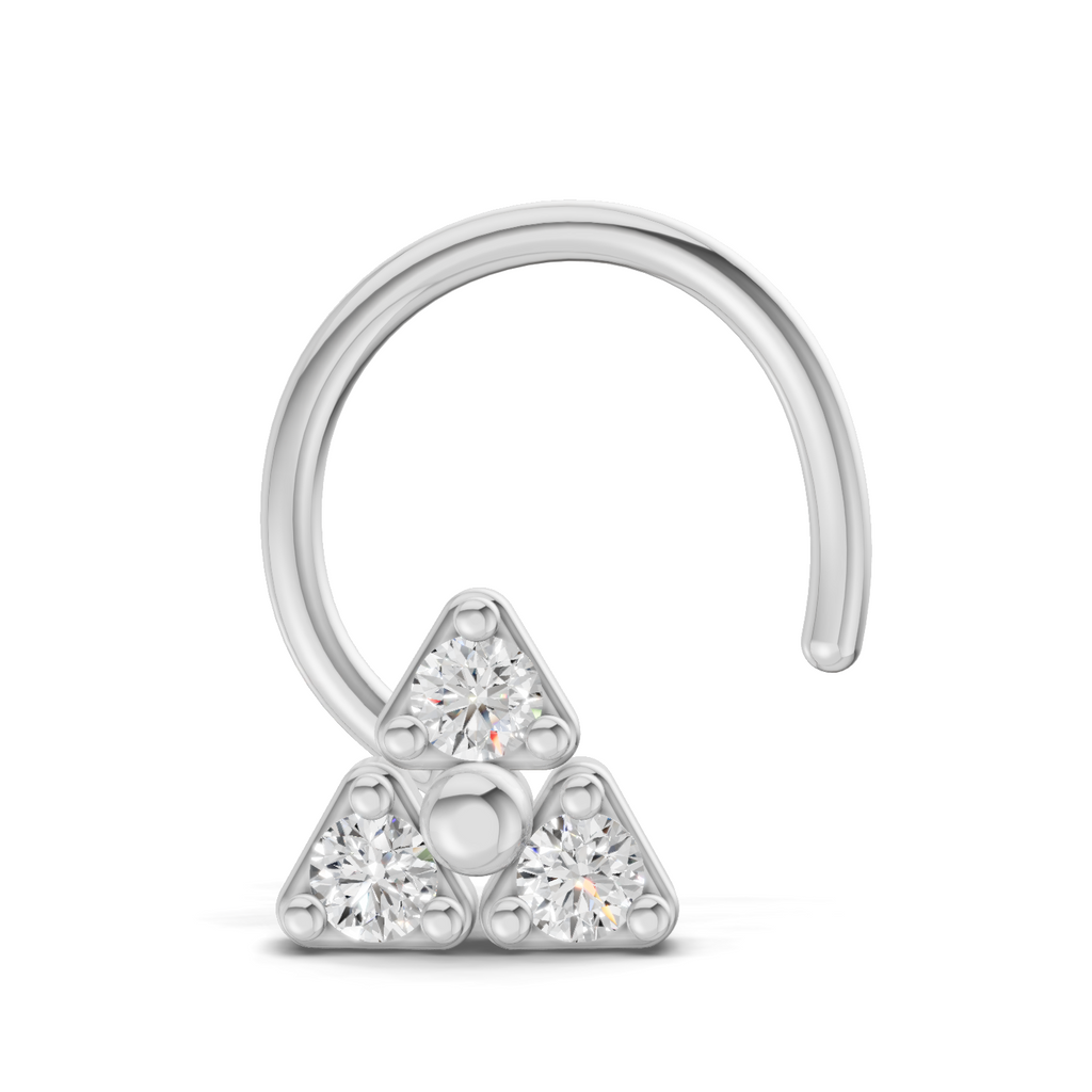 0.08 Carat Lab Grown Diamond The Trinity Stud Nosepin | 14K White Gold (Wire)