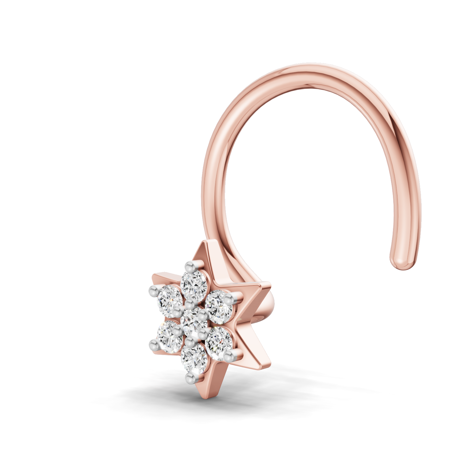 0.11 Carat Lab Grown Diamond StarFlare Nosepin | 14K Rose Gold (Wire)
