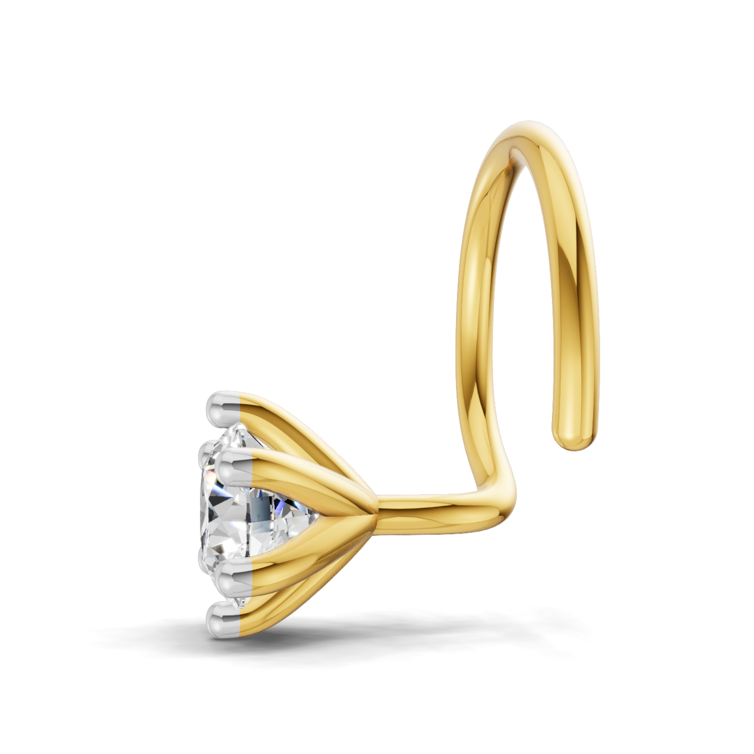 0.05 Carat Lab Grown Diamond Solitaire Flat-Back Labret Nosepin | 14K Yellow Gold (Wire)