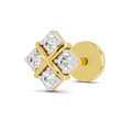0.09 Carat Lab Grown Diamond Royal Four Nosepin | 14K Yellow Gold (Screw)