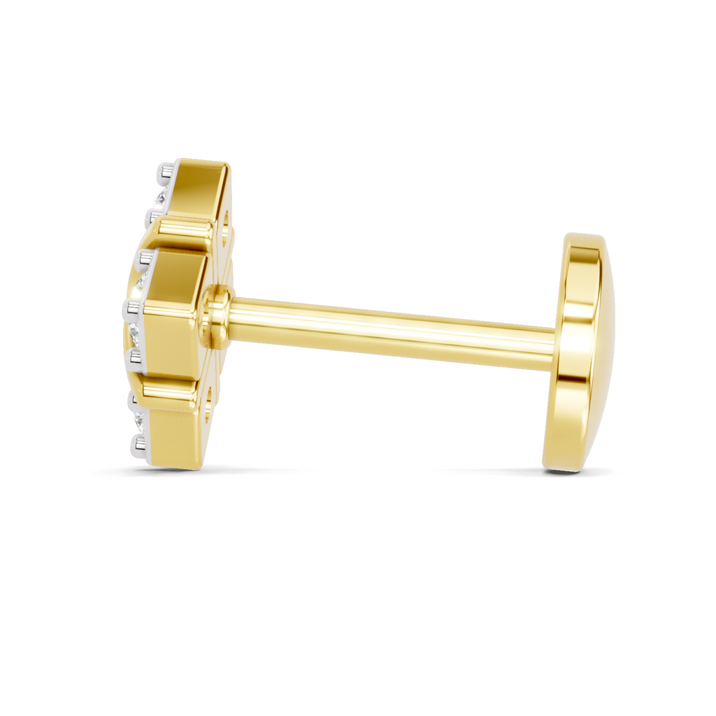 0.09 Carat Lab Grown Diamond Royal Four Nosepin | 14K Yellow Gold (Screw)