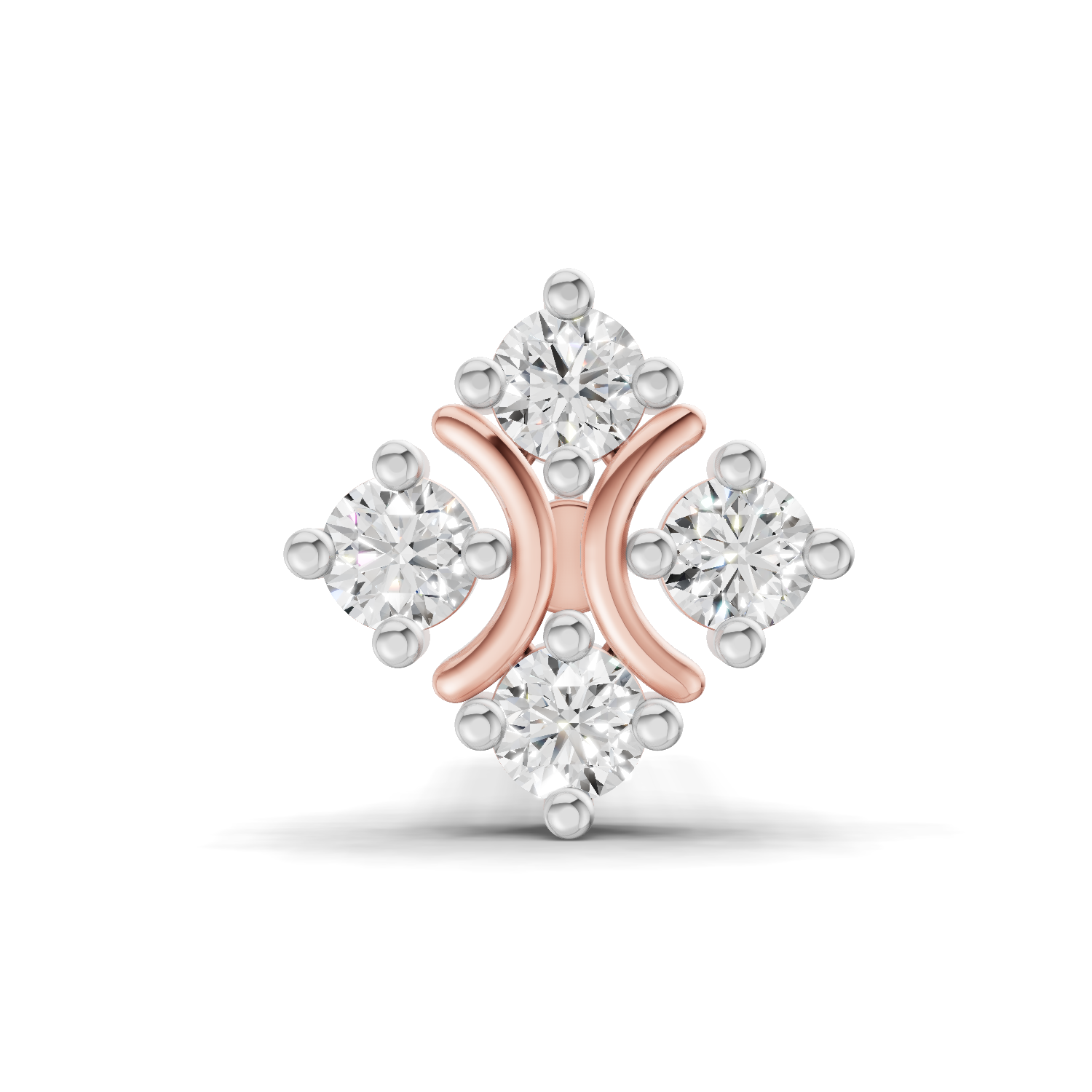 0.03 Carat Lab Grown Diamond Moon Bloom Nosepin | 14K Rose Gold (Screw)