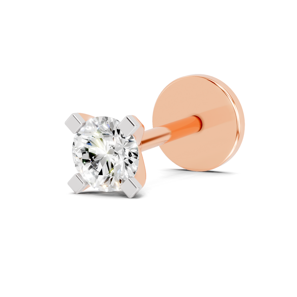 0.15 Carat Lab Grown Diamond classic crown Nosepin | 14K Rose Gold (Screw)