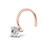 0.15 Carat Lab Grown Diamond classic crown Nosepin | 14K Rose Gold (Wire)