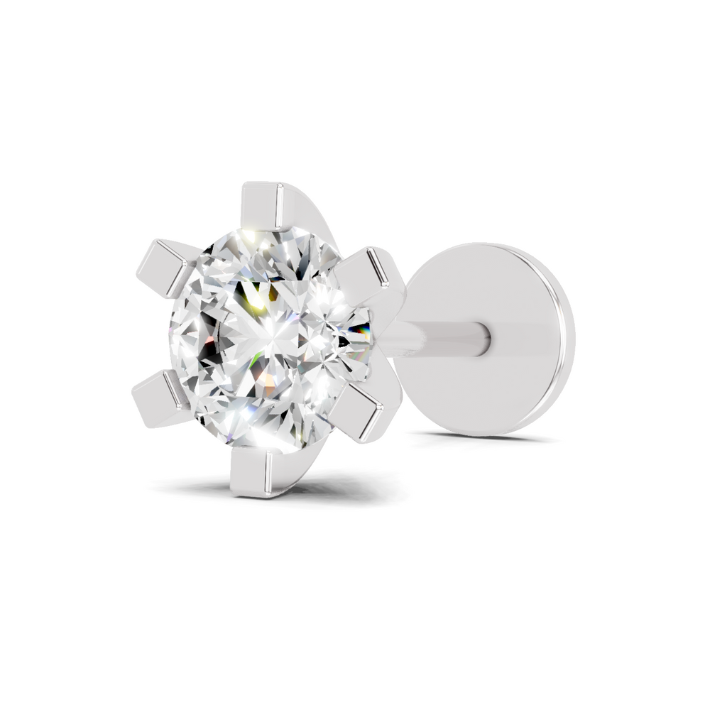 0.21 Carat Lab Grown Diamond classic 6-Prong Solitaire Nosepin | 14K White Gold (Screw)