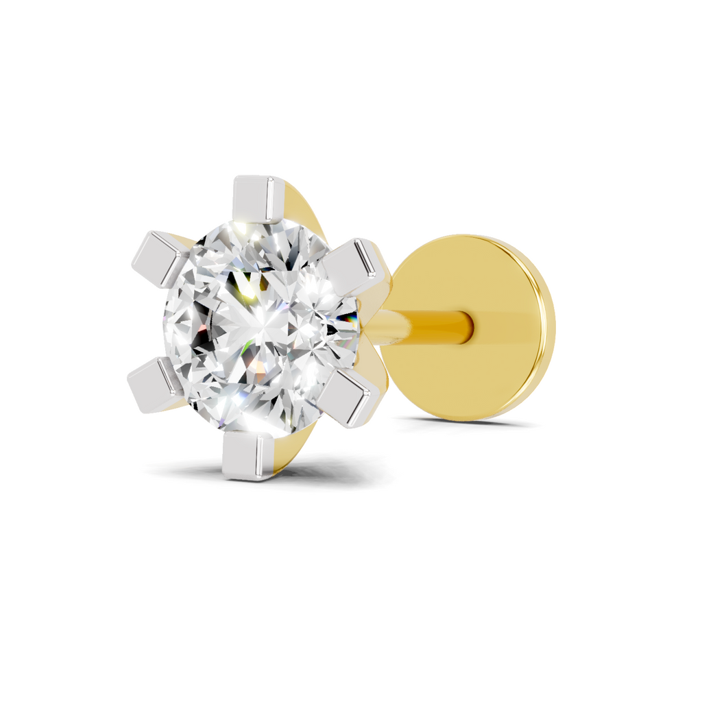 0.21 Carat Lab Grown Diamond classic 6-Prong Solitaire Nosepin | 14K Yellow Gold (Screw)