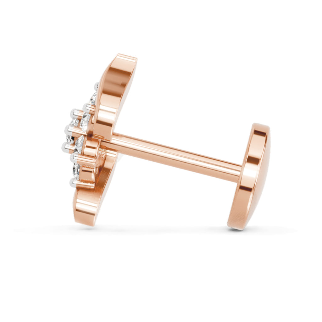 0.07 Ct Swirl Nose Pin Round Shape | 14K Yellow Gold
