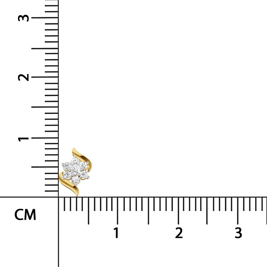 0.07 Ct Swirl Nose Pin Round Shape | 14K Yellow Gold