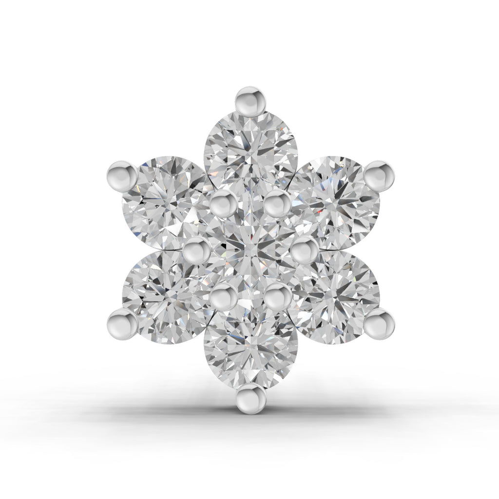 0.48 Carat Round Shape floral cluster Diamond Nose Pin | 14K Rose Gold-Screw