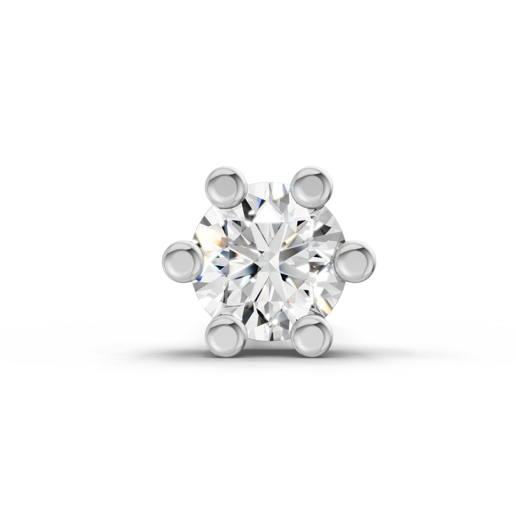 0.08 Carat Lab Grown Diamond Six-Prong Labret Stud Nosepin | 14K Rose Gold (Screw)