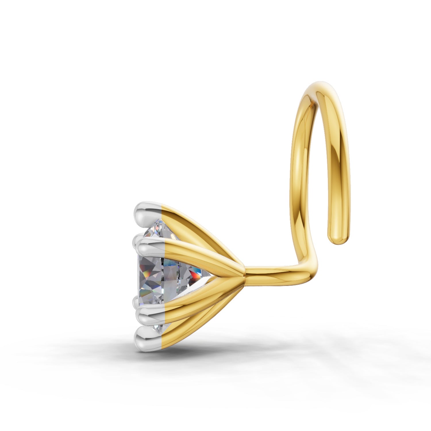 0.15 Ct Round Shape 6 Prong Solitaire Diamond Nose Pin | 14K Yellow Gold
