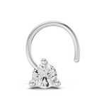 0.1 Carat Lab Grown Diamond Classic Trio-Prong Nosepin | 14K White Gold (Wire)