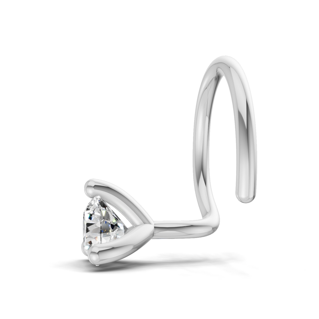 0.1 Carat Lab Grown Diamond Classic Trio-Prong Nosepin | 14K White Gold (Wire)