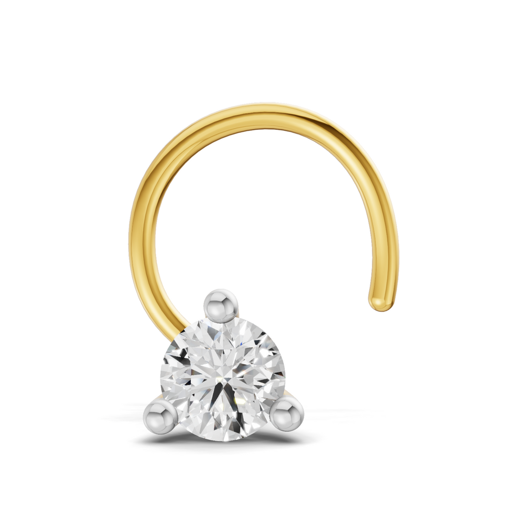 0.1 Carat Lab Grown Diamond Classic Trio-Prong Nosepin | 14K Yellow Gold (Wire)
