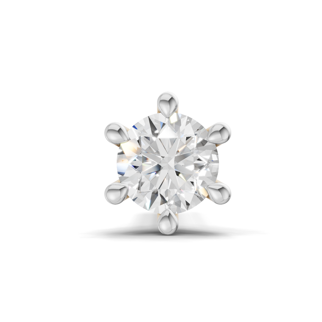0.11 Carat Lab Grown Diamond 6-Prong Stud Nosepin | 14K Yellow Gold (Screw)