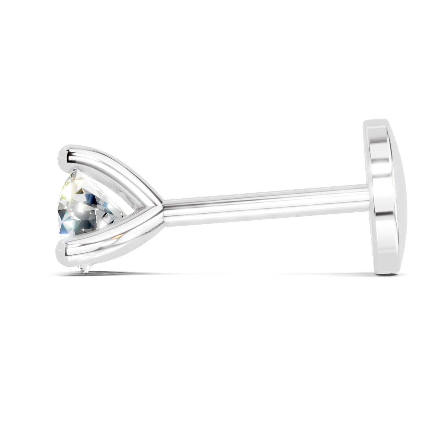 0.06 Carat Lab Grown Diamond Round Shape Solitaire Nosepin | 14K White Gold (Screw)