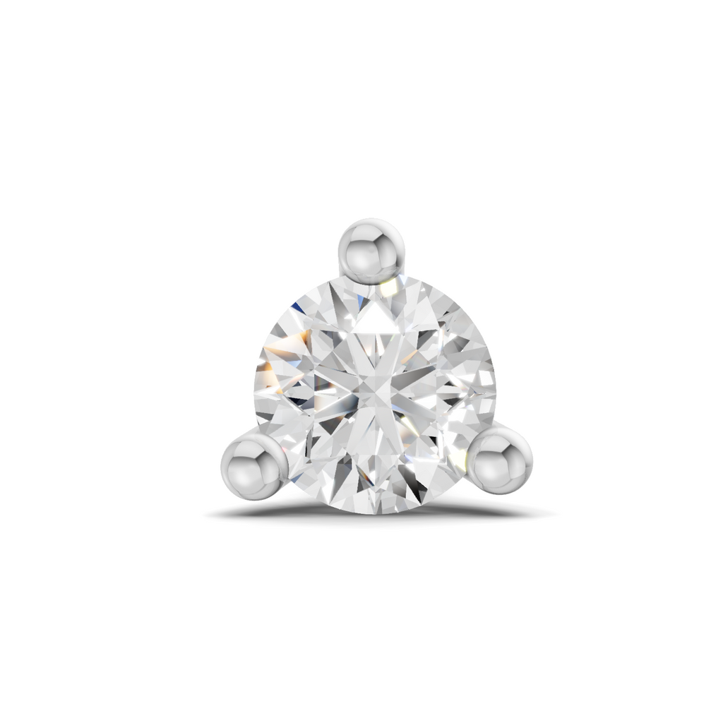 0.06 Carat Lab Grown Diamond Round Shape Solitaire Nosepin | 14K White Gold (Screw)