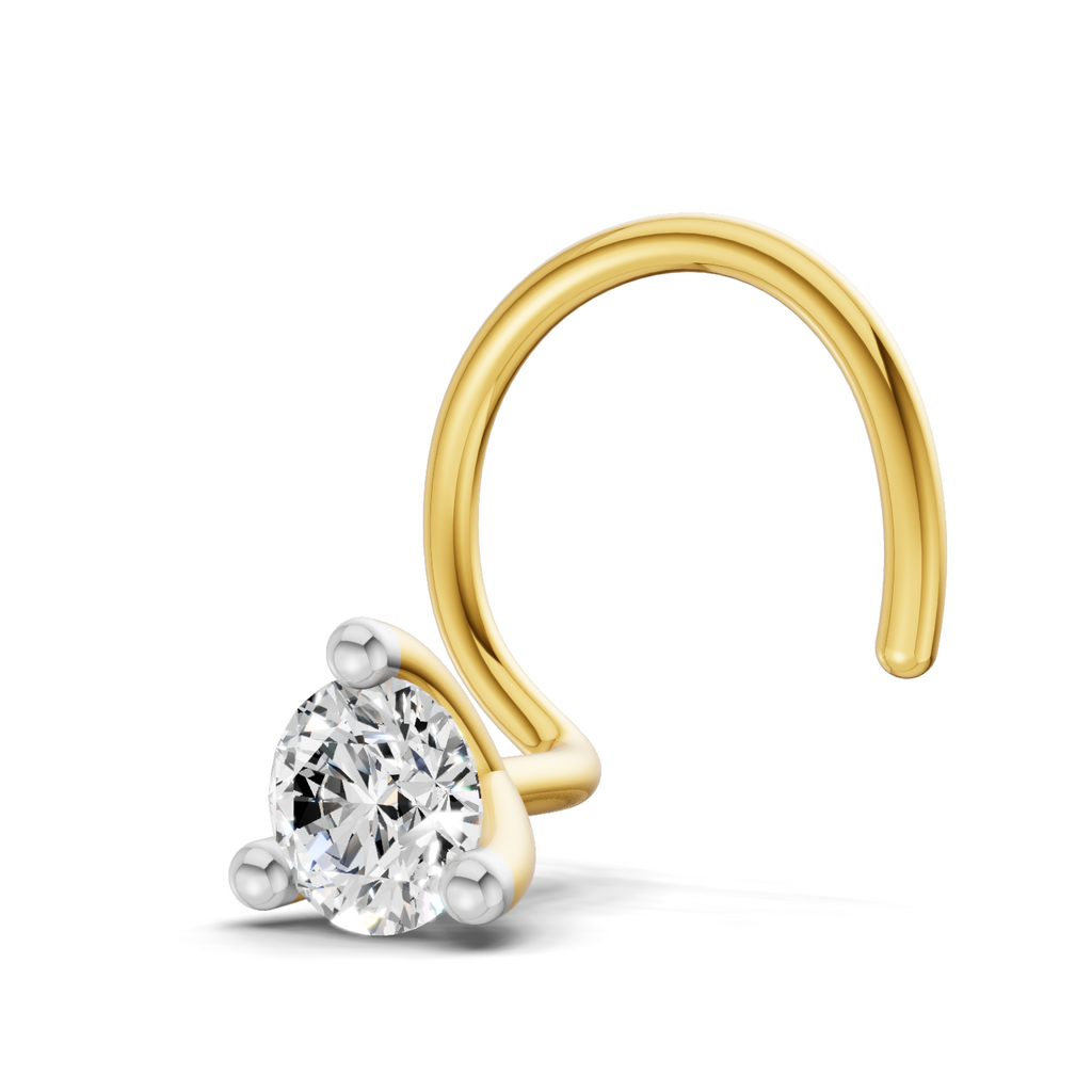0.06 Carat Lab Grown Diamond Round Shape Solitaire Nosepin | 14K Yellow Gold (Wire)