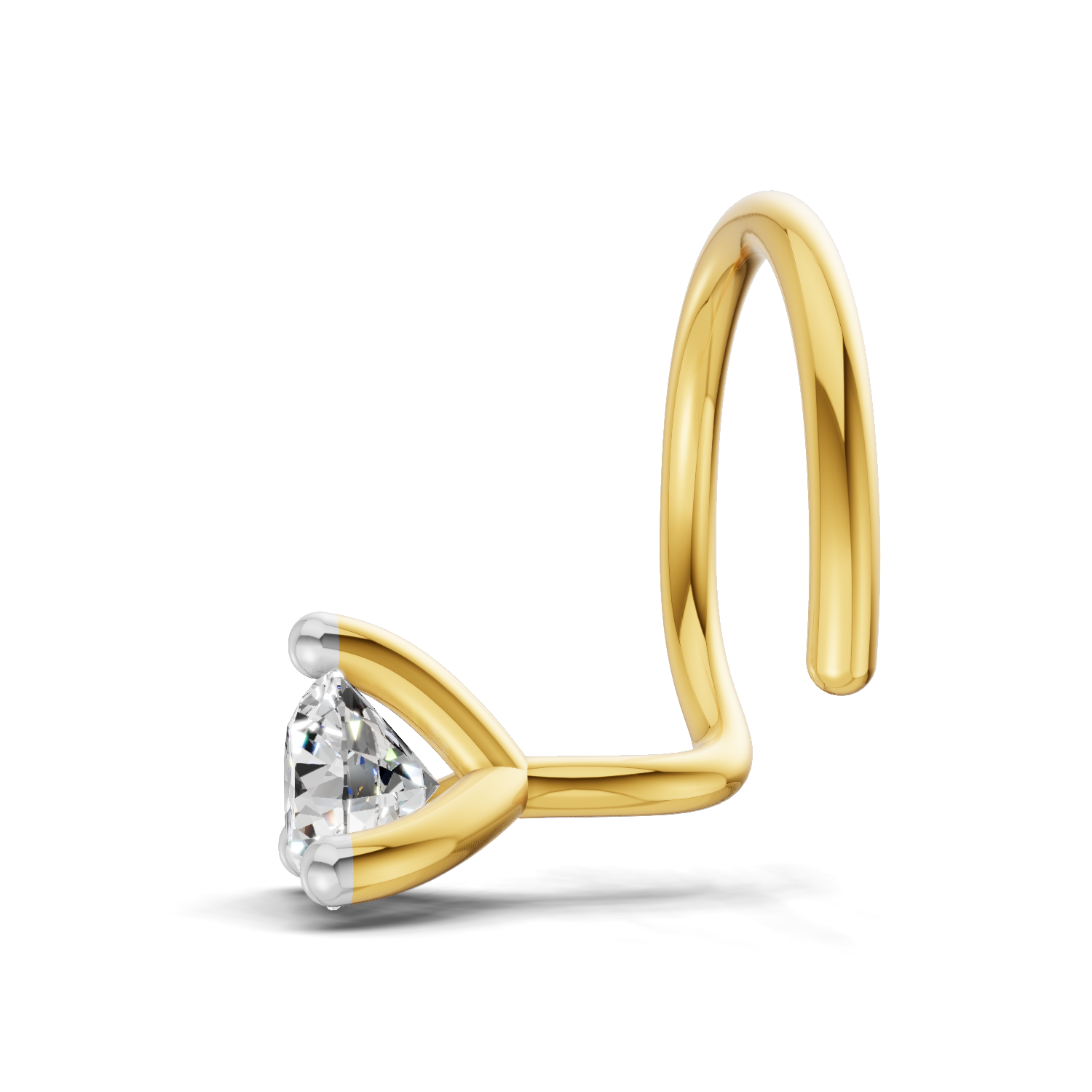 0.06 Carat Lab Grown Diamond Round Shape Solitaire Nosepin | 14K Yellow Gold (Wire)