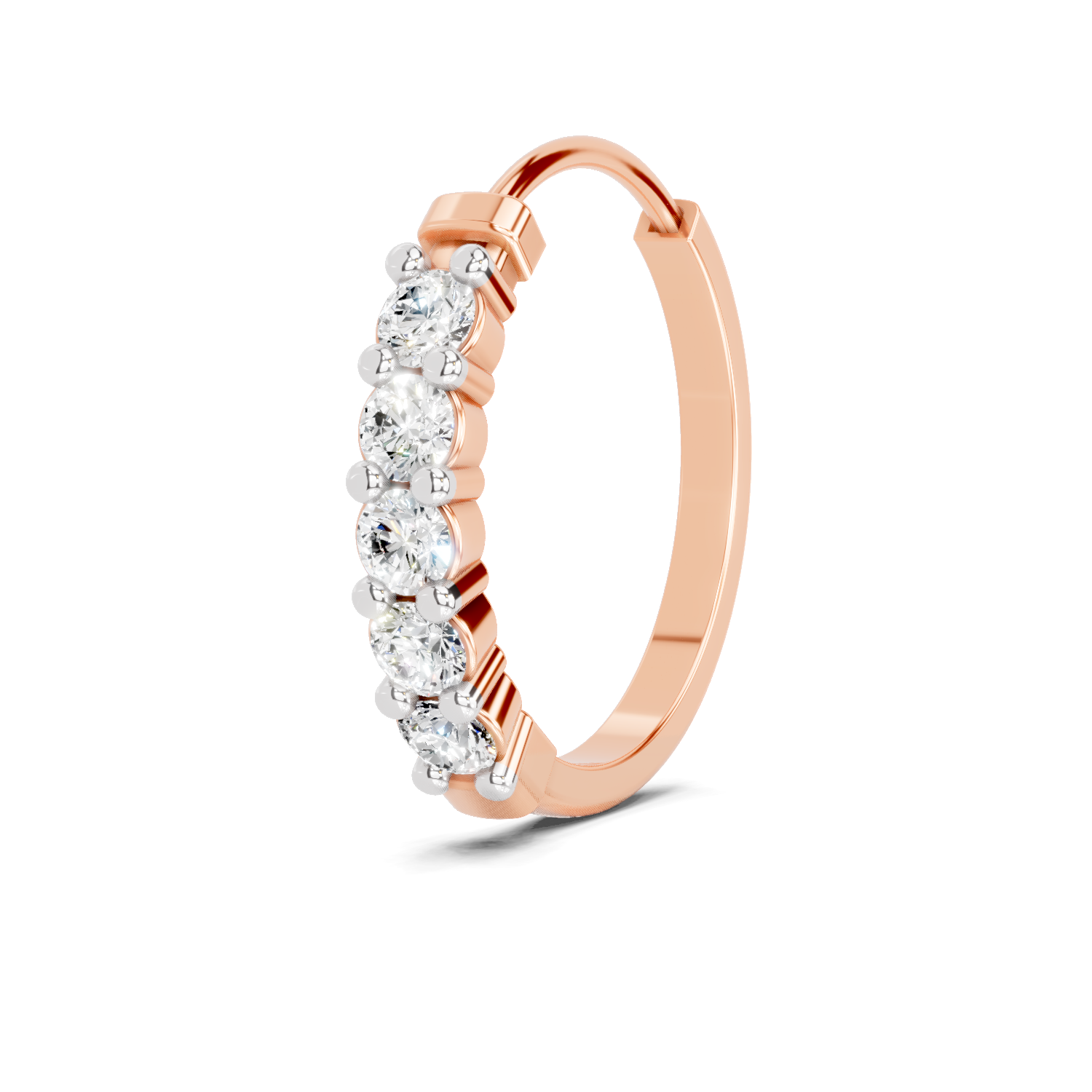 0.06 Carat Lab Grown Diamond Luna Round Hoop Nosepin | 14K Rose Gold (Screw)