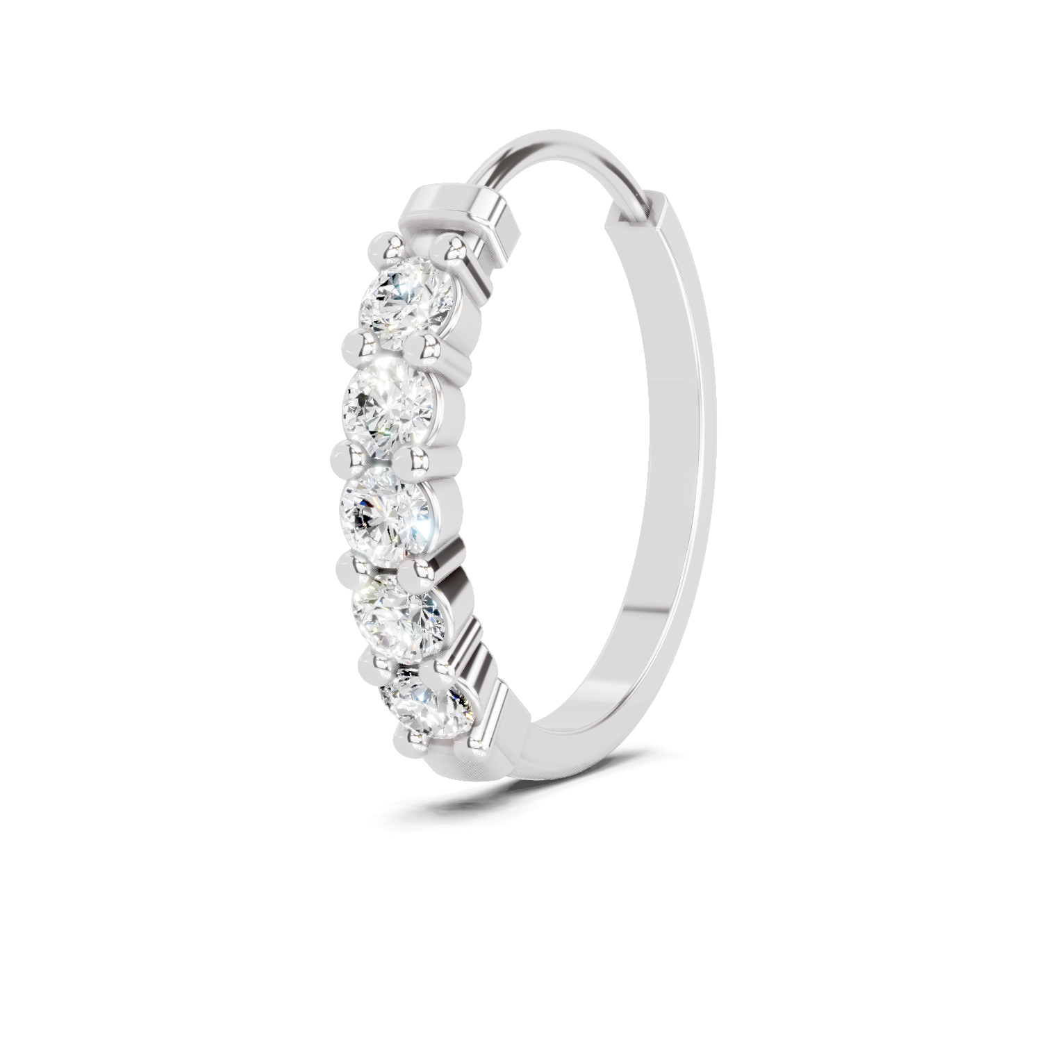 0.06 Carat Lab Grown Diamond Luna Round Hoop Nosepin | 14K White Gold (Screw)