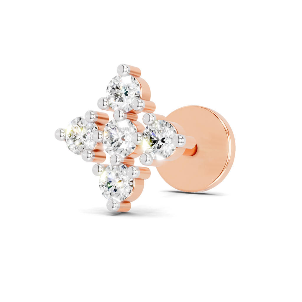 0.15 Carat Lab Grown Diamond Sitara Nosepin | 14K Rose Gold (Screw)
