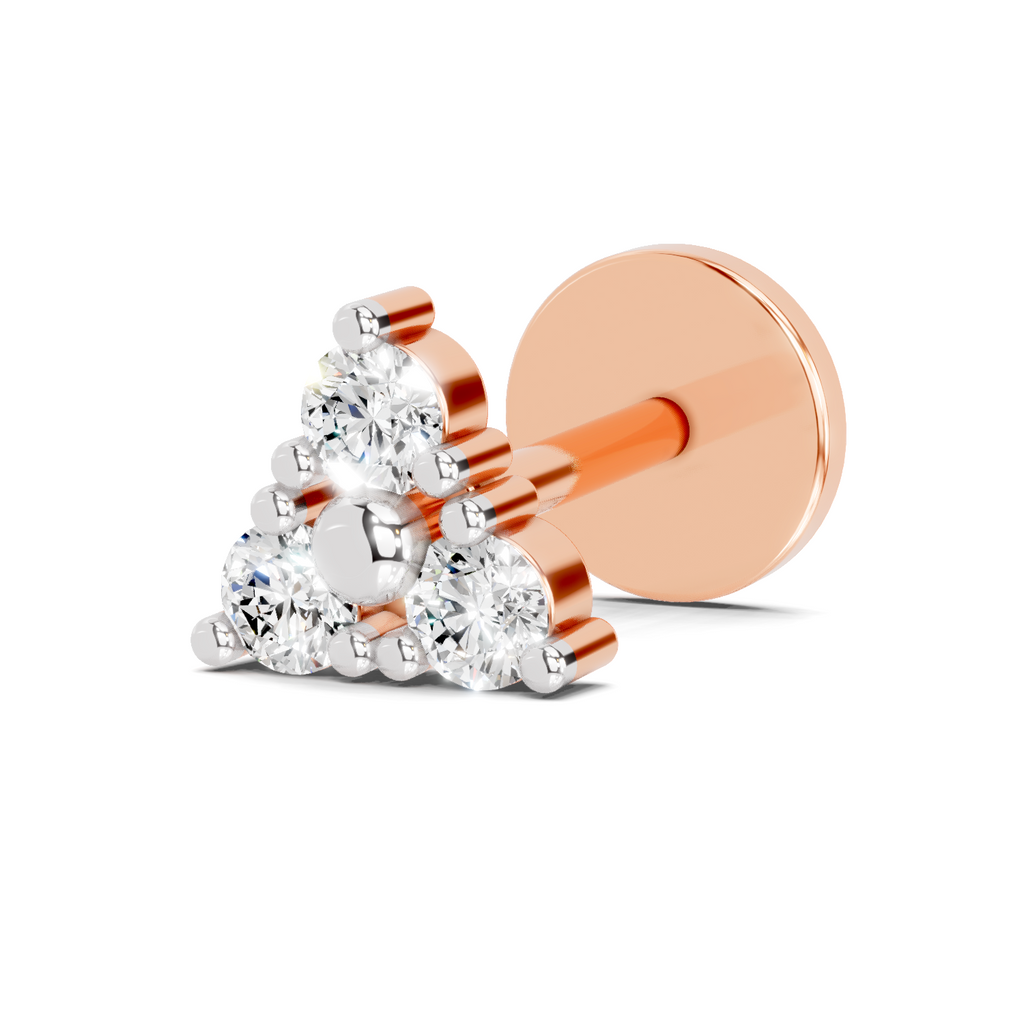 0.09 Carat Lab Grown Diamond Nova Trio Nosepin | 14K Rose Gold (Screw)