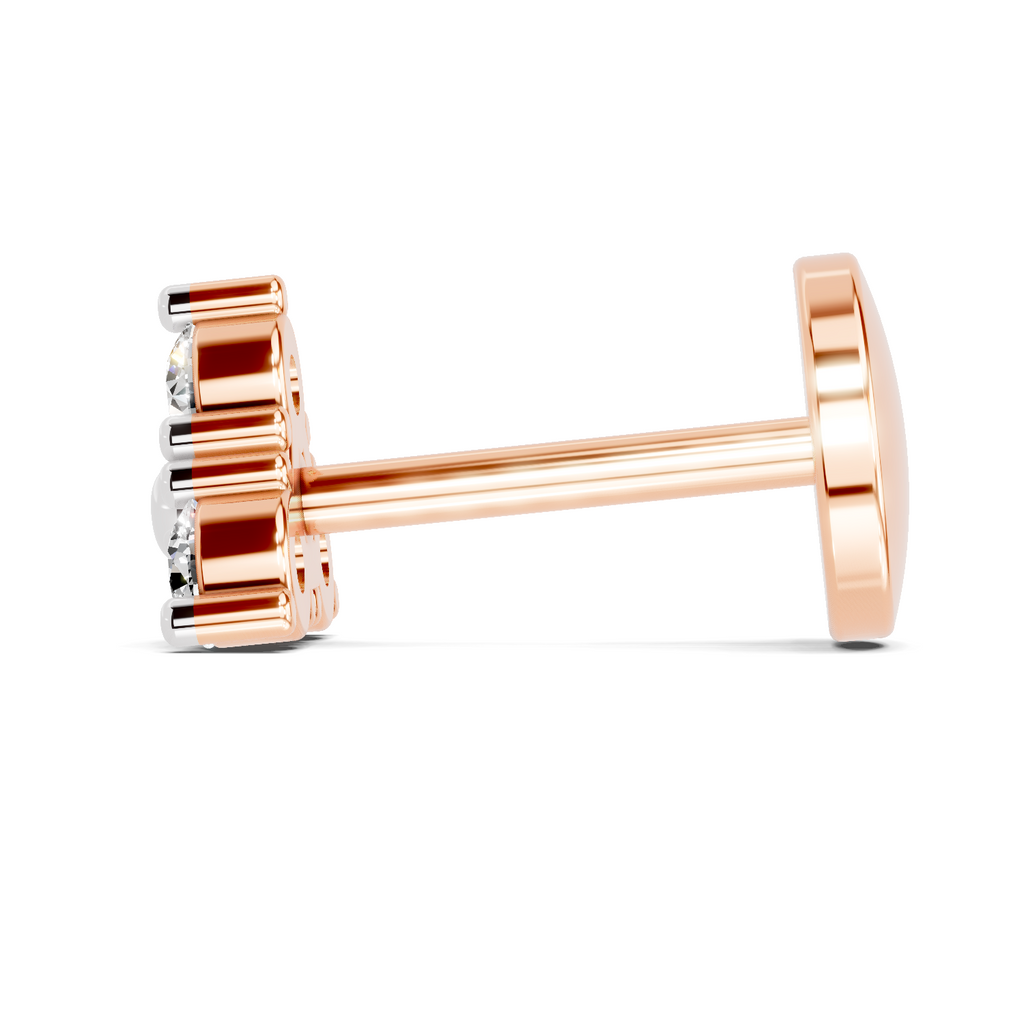 0.09 Carat Lab Grown Diamond Nova Trio Nosepin | 14K Rose Gold (Screw)