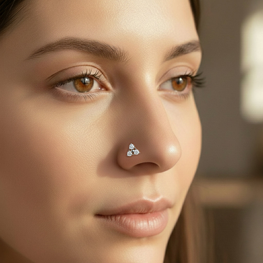 0.09 Carat Lab Grown Diamond Nova Trio Nosepin | 14K White Gold (Screw)